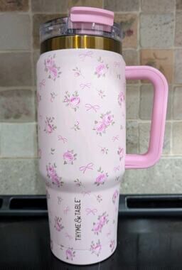 Tyme & Table 32oz Luna Tumbler Roses NWOT